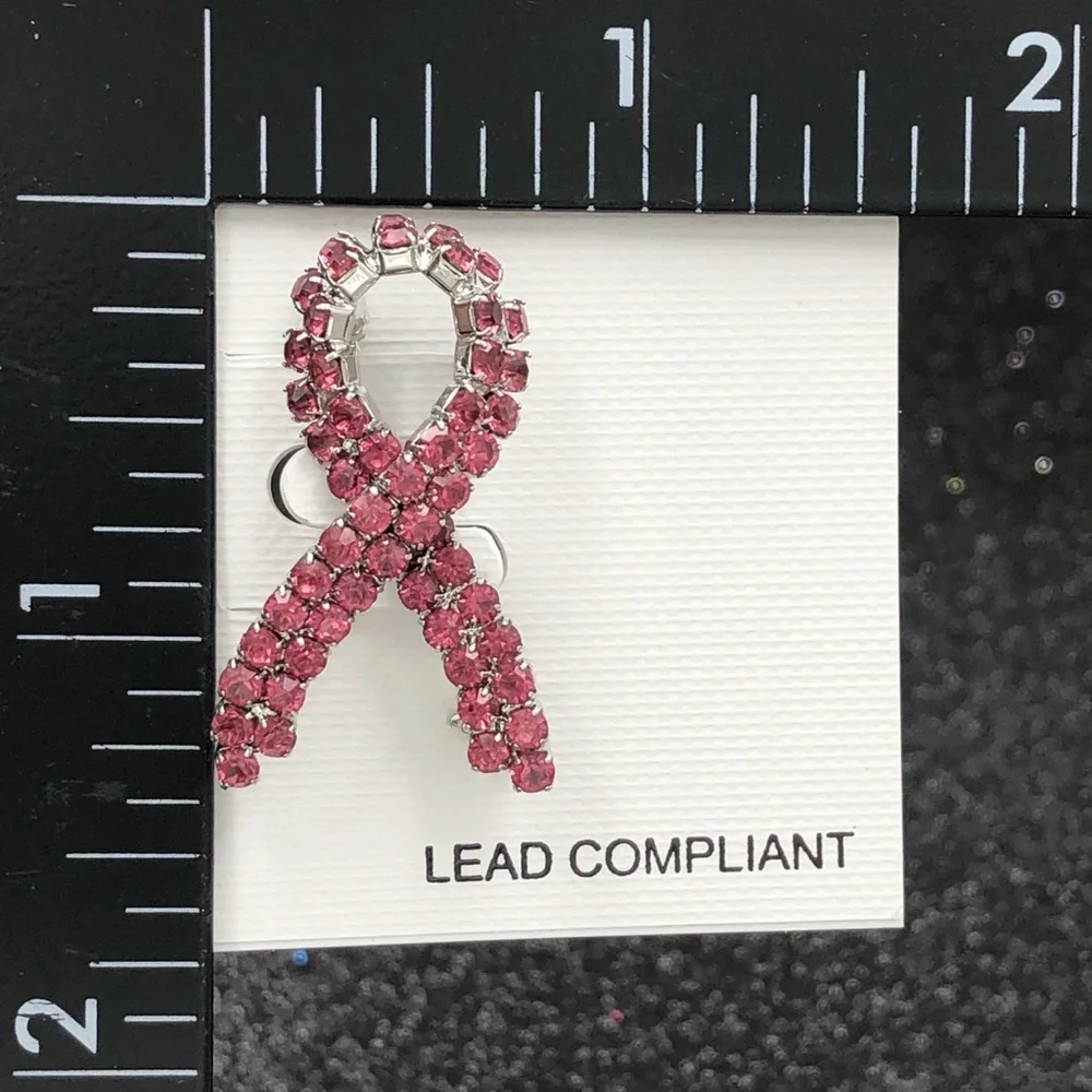 🌼 Pink Ribbon Rhinestone Breast Cancer Pin Brooch